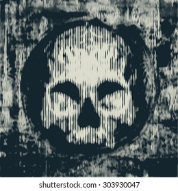 Design with skull and halftone grunge texture. vector illustration.