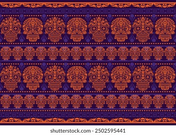 Design skulls patterns graphic print, It represents death in the next world, Design element for textile, fabric pattern design decorations templates and other designs.Used to make fabric.