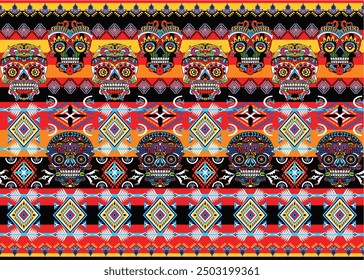 Design skulls patterns graphic print, It represents death in the next world, Design element for textile, fabric pattern design decorations templates and other designs.Used to make fabric.