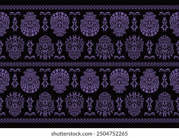 Design skulls patterns graphic print, It represents death in the next world, Design element for textile, fabric pattern design decorations templates and other designs.Used to make fabric.