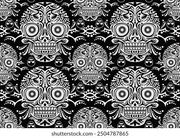 Design skulls patterns graphic print, It represents death in the next world, Design element for textile, fabric pattern design decorations templates and other designs.Used to make fabric.
