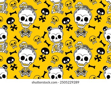 Design skulls patterns graphic print, It represents death in the next world, Design element for textile, fabric pattern design decorations templates and other designs.Used to make fabric.