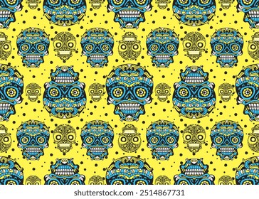 Design skulls patterns graphic print, It represents death in the next world, Design element for textile, fabric pattern design decorations templates and other designs.Used to make fabric.
