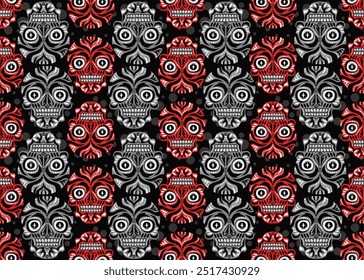 Design skulls patterns graphic print, It represents death in the next world, Design element for textile, fabric pattern design decorations templates and other designs.Used to make fabric.