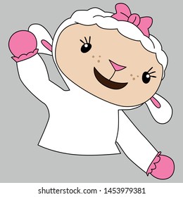 Design of a small sheep for shirts and prints.