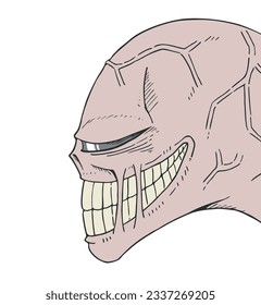 Design of smiling monster face draw