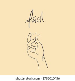 Design of snap hand and easy message in spanish