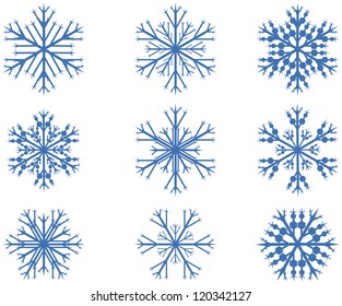 Design snow flakes set on white background