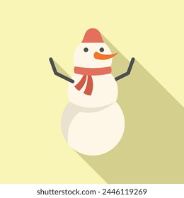 Design snowman icon flat vector. Cute emotion sticker. Happy celebration