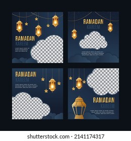 Design For Social Media Posts About Ramadan With Dark Blue Gradient