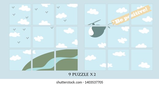 Design for social media. Puzzle for social networks. Vector editable layout for social networks.  Colorful print. Geometric pattern. The sky in the clouds. Abstraction. Flat vector illustration