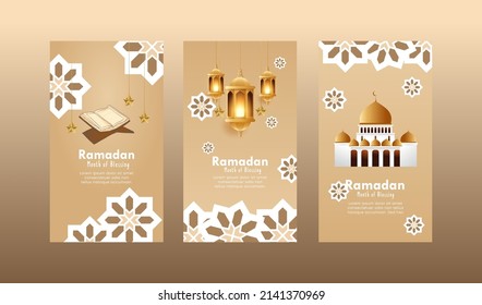Design for Social Media Stories Pages about Ramadan in Pale Wood Gradient Colors