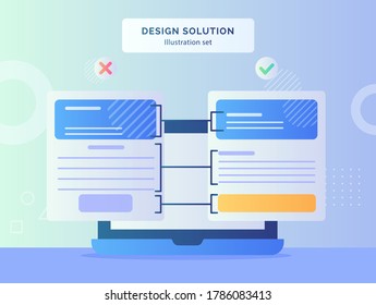 design solution concept with computer laptop screen and design layout with modern flat style