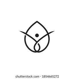 Design someone who is happy and fit with a combination of leaf shapes but with a line style, can be used for logo and icon designs