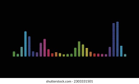 Design of sound music bars, Multicolored digital equalizer with reflection over dark background