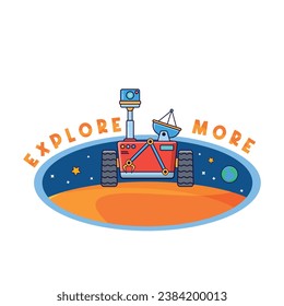 Design Space logo, Space badges, patches, emblems, badges and labels, sticker. Children friendly, cartoon design style,