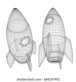 Design of a space rocket. The concept of a startup. Vector illustration