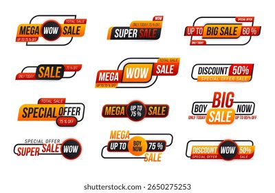 Design especial fita quadro banner venda preço etiqueta oferta ícone de desconto promoção modelo cartaz mercado loja folheto cupom coleção varejo barato papel moda web origami feriado

