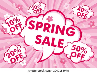 Design of speech balloons written as spring sale,Illustration of spring bargain sale image, template, background design