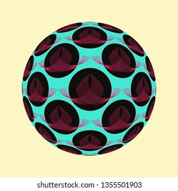 design sphere with linear pattern in blue pink shades