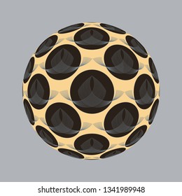 design sphere with linear retro pattern in ivory silver shades