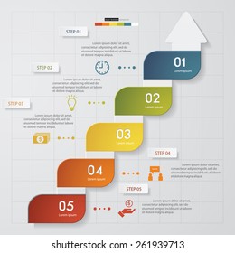 Design Spiral-Pfeildiagramm 5 Stufen Diagram Vorlage/Grafik oder Website-Layout.Einfach
