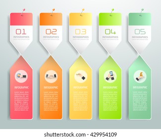Design spiral banner infographic template 5 steps, for business concept.