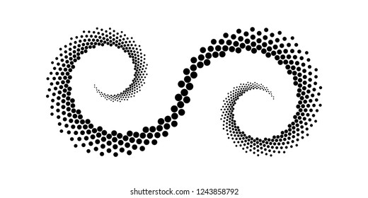 Design spiral dots backdrop. Abstract decorative element. Vector-art illustration. No gradient