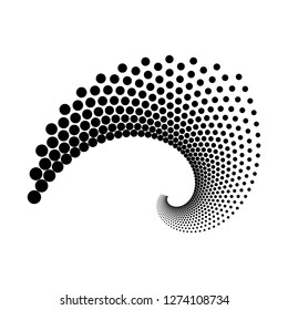 Design spiral dots backdrop. Abstract monochrome background. Vector-art illustration. No gradient