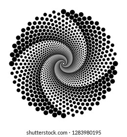 Design spiral dots backdrop. Abstract monochrome background. Vector-art illustration. No gradient