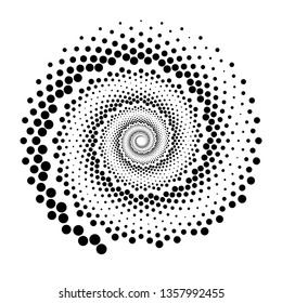 Design spiral dots backdrop. Abstract monochrome background. Vector-art illustration. No gradient