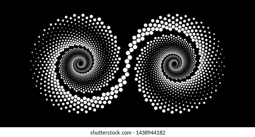Design spiral dots backdrop. Abstract decorative element. Vector-art illustration. No gradient