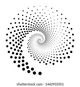 Design spiral dots backdrop. Abstract monochrome background. Vector-art illustration. No gradient