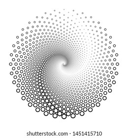 Design spiral dots backdrop. Abstract monochrome background. Vector-art illustration. No gradient