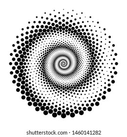 Design spiral dots backdrop. Abstract monochrome background. Vector-art illustration. No gradient