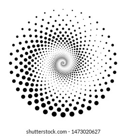 Design spiral dots backdrop. Abstract monochrome background. Vector-art illustration. No gradient