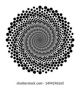 Design spiral dots backdrop. Abstract monochrome background. Vector-art illustration. No gradient