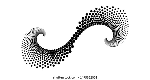 Design spiral dots backdrop. Abstract decorative element. Vector-art illustration. No gradient