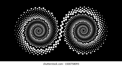 Design spiral dots backdrop. Abstract decorative element. Vector-art illustration. No gradient