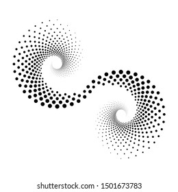 Design spiral dots backdrop. Abstract decorative element. Vector-art illustration. No gradient