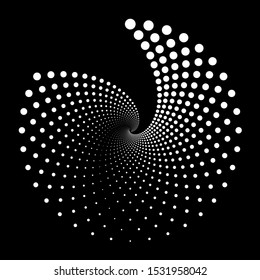 Design spiral dots backdrop. Abstract monochrome background. Vector-art illustration. No gradient