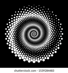 Design spiral dots backdrop. Abstract monochrome background. Vector-art illustration. No gradient