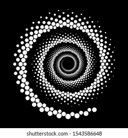 Design spiral dots backdrop. Abstract monochrome background. Vector-art illustration. No gradient