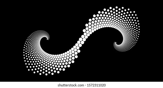 Design spiral dots backdrop. Abstract decorative element. Vector-art illustration. No gradient
