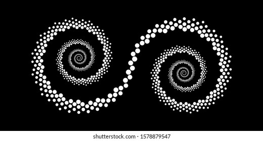 Design spiral dots backdrop. Abstract monochrome background. Vector-art illustration. No gradient