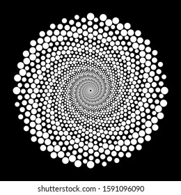 Design spiral dots backdrop. Abstract monochrome background. Vector-art illustration. No gradient