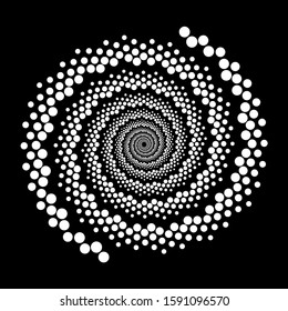 Design spiral dots backdrop. Abstract monochrome background. Vector-art illustration. No gradient