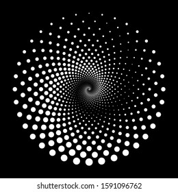 Design spiral dots backdrop. Abstract monochrome background. Vector-art illustration. No gradient