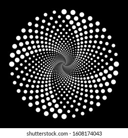 Design spiral dots backdrop. Abstract monochrome background. Vector-art illustration. No gradient