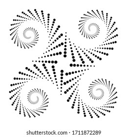 Design spiral dots backdrop. Abstract monochrome background. Vector-art illustration. No gradient